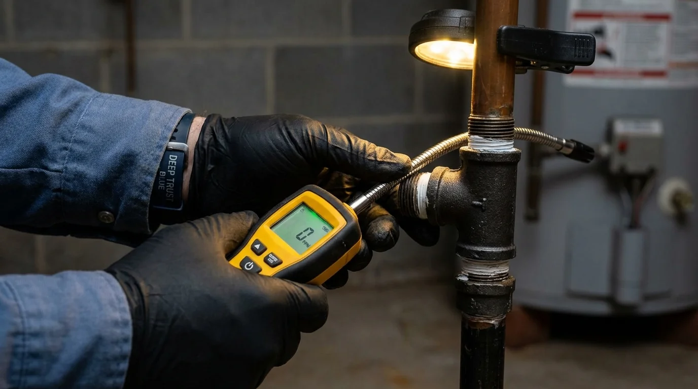 Gas leak detection with electronic sniffer by Johns Plumbing LLC in Rockville Centre